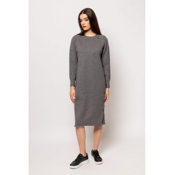 Rochie cu decolteu rotund si nasturi laterali Heather