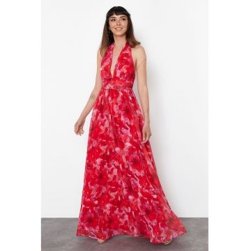 Rochie evazata cu model floral