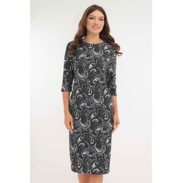 Rochie neagra cu imprimeu floral alb