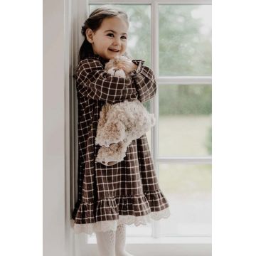 That's mine rochie din bumbac pentru copii Haya culoarea maro, mini, oversize, 113528