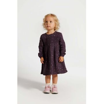 Coccodrillo rochie din bumbac pentru copii culoarea violet, mini, evazati, PASTELOVE GIRL NEWBORN