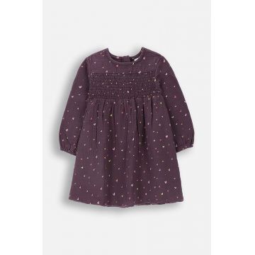 Coccodrillo rochie din bumbac pentru copii culoarea violet, mini, evazati, PASTELOVE GIRL NEWBORN