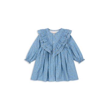 Konges Sløjd rochie din bumbac pentru copii KIM FRILL DRESS GOTS mini, evazati, KS101547