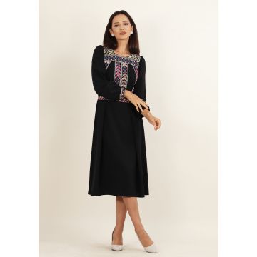 Rochie cu pliuri Negru 36