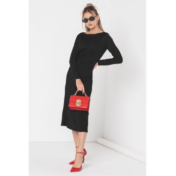 Rochie midi cu decolteu barcuta