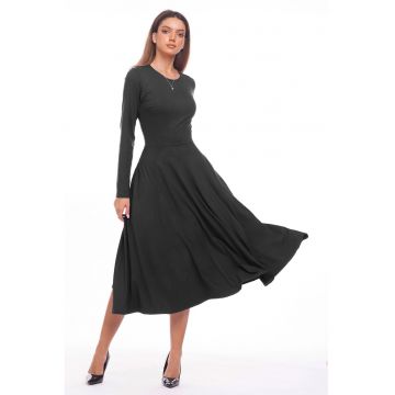 Rochie midi evazata cu buzunare