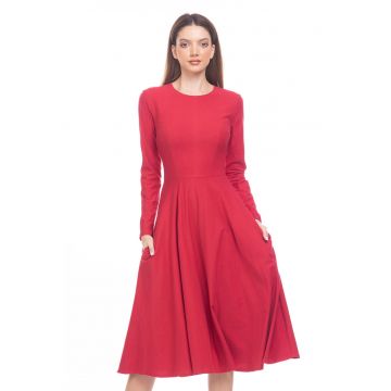 Rochie midi evazata cu buzunare