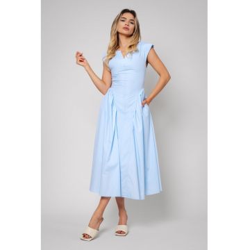 Rochie midi evazata de bumbac