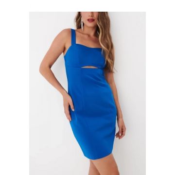 Rochie mini cu bretele late, decupaj si decolteu, albastru, dama, Mohito