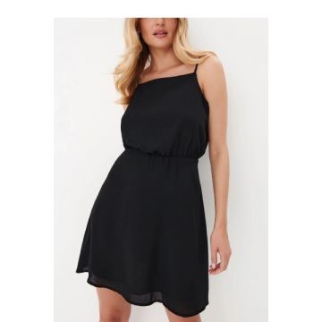 Rochie mini cu bretele si decolteu, negru, dama, Mohito