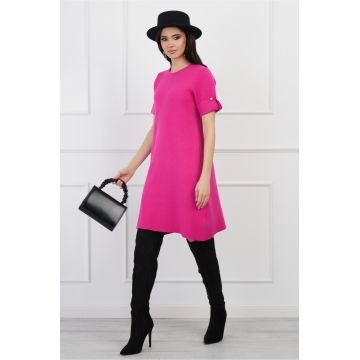 Rochie Miriam fucsia din tricot cu maneca scurta