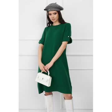 Rochie Miriam verde din tricot cu maneca scurta