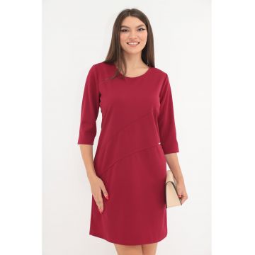 Rochie office bordo cu elemente decorative in talie