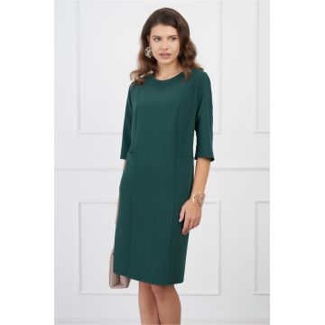 Rochie Simona verde cu buzunare