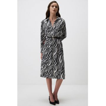 Rochie midi din satin cu imprimeu zebra