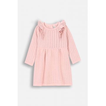 Coccodrillo rochie din bumbac pentru bebeluși culoarea roz, mini, drept, CUTE GIRL NEWBORN