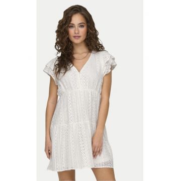 Rochie - 19077 - Bumbac - Alb