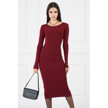 Rochie Bianca bordo din tricot reiat