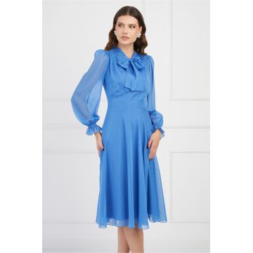 Rochie DY Fashion bleu din voal cu insertii din fir lurex