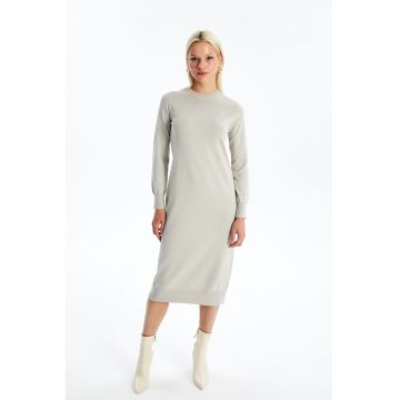 Rochie midi din tricot fin cu model uni