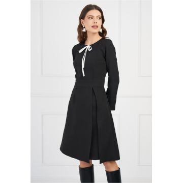 Rochie Moze neagra scurta cu funda la decolteu