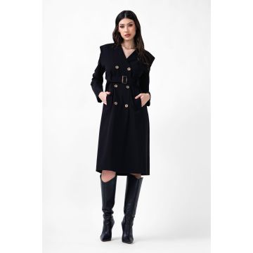 Black Midi Trench Dress