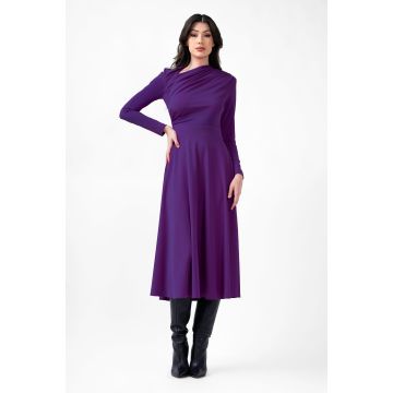 Purple Midi Dress With Cut-Out And Draping