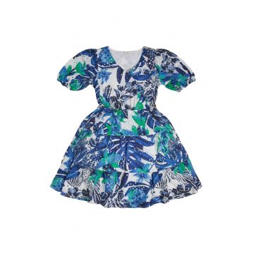 Rochie de bumbac cu imprimeu tropical