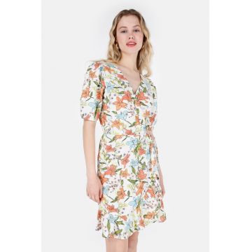 Rochie din amestec de in cu model floral