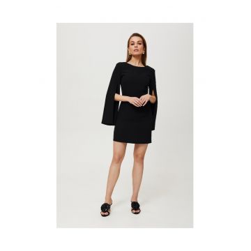 Rochie dama - cu maneci cu croiala - Poliester - Negru