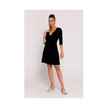 Rochie dama - cu partea de sus suprapusa - Poliester - Negru