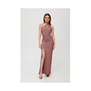 Rochie dama - maxi metalica cu decolteu in forma de lacrima - Poliester - Albastru