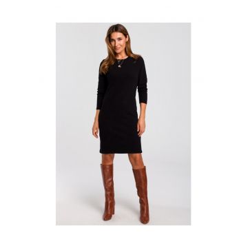 Rochie pulover - Bumbac/Elastan - Negru