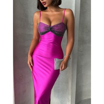 Rochie dama midi cu plasa in zona sanilor