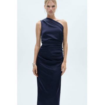 Rochie midi cu decolteu asimetric Safron