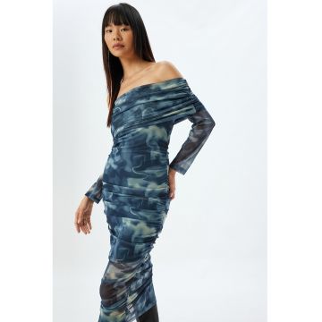 Rochie midi cu model tie-dye