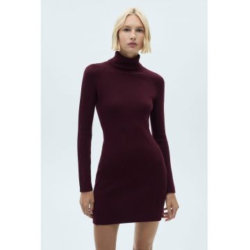 Rochie-pulover cu guler inalt si maneci raglan Zambu