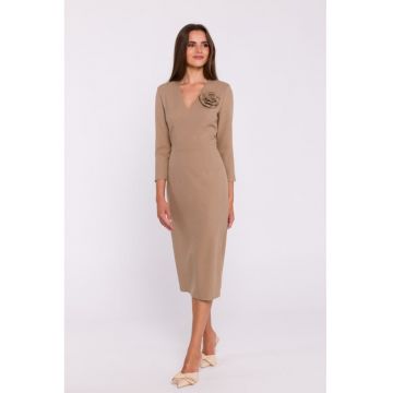 Rochie simpla midi cu decolteu in V -