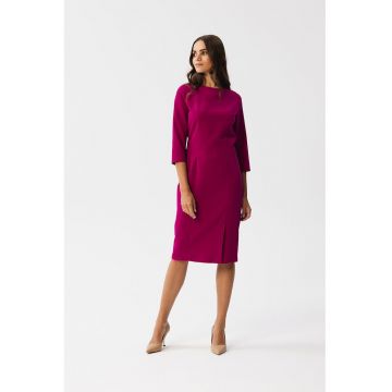 Rochie de zi Violet - cu cusaturi decorative - marime