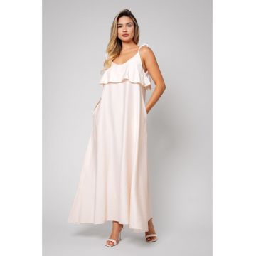 Rochie lunga cu bretele Cream Cream