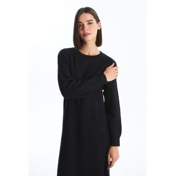 Rochie midi dreapta cu maneci lungi