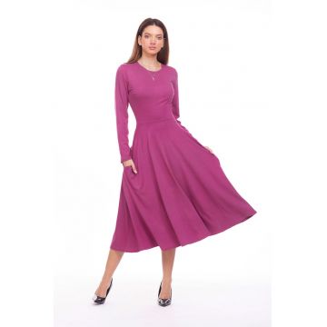 Rochie midi evazata cu buzunare