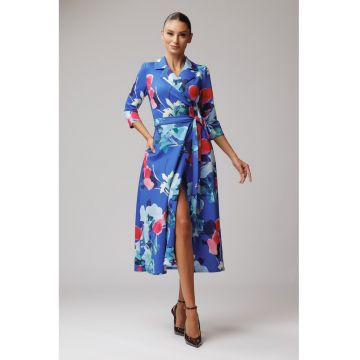 Rochie midi petrecuta cu model floral