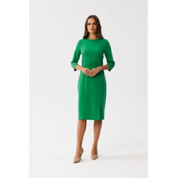 Rochie creion midi cu slit frontal -