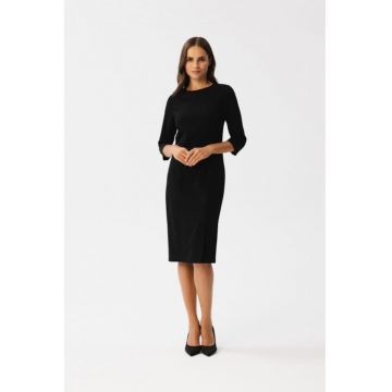 Rochie creion midi cu slit frontal -