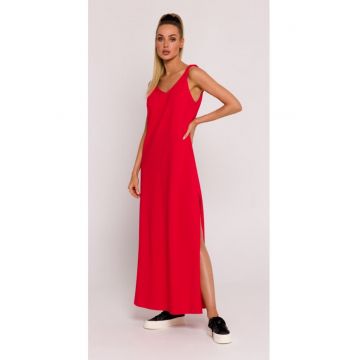 Rochie dama - maxi cu decolteu adanc in spate - Poliester - Negru