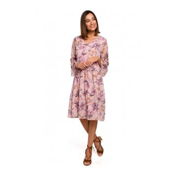 Rochie florala - Poliester - Roz/Mov