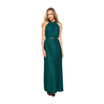 Rochie cu decolteu tip halter - emerald - UNI