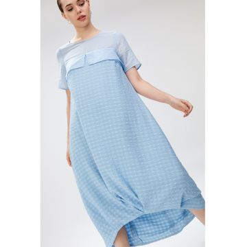 Rochie maxi lejera cu insertii gingham