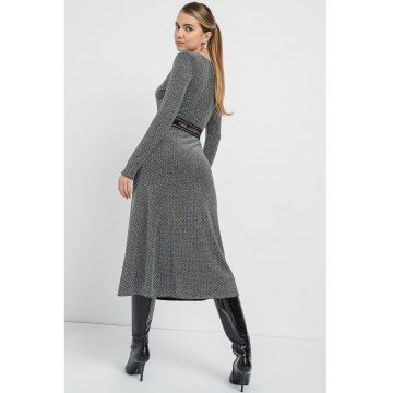 Rochie midi cu croiala in A si strasuri